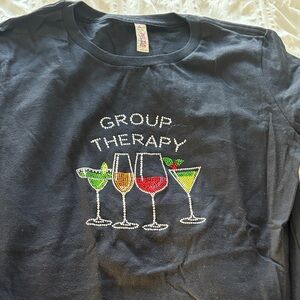 Hanes Black Graphic Tee with Colorful Drinks